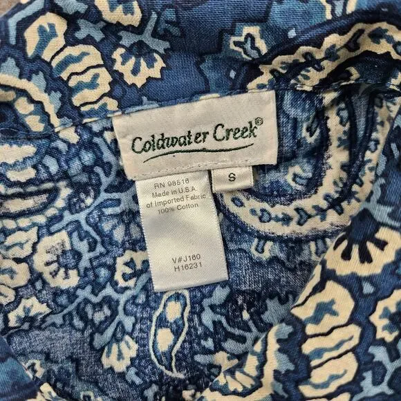 Vintage Coldwater Creek Paisley Top Button Up Womens S Boxy Crop Boho Western - Picture 2 of 9